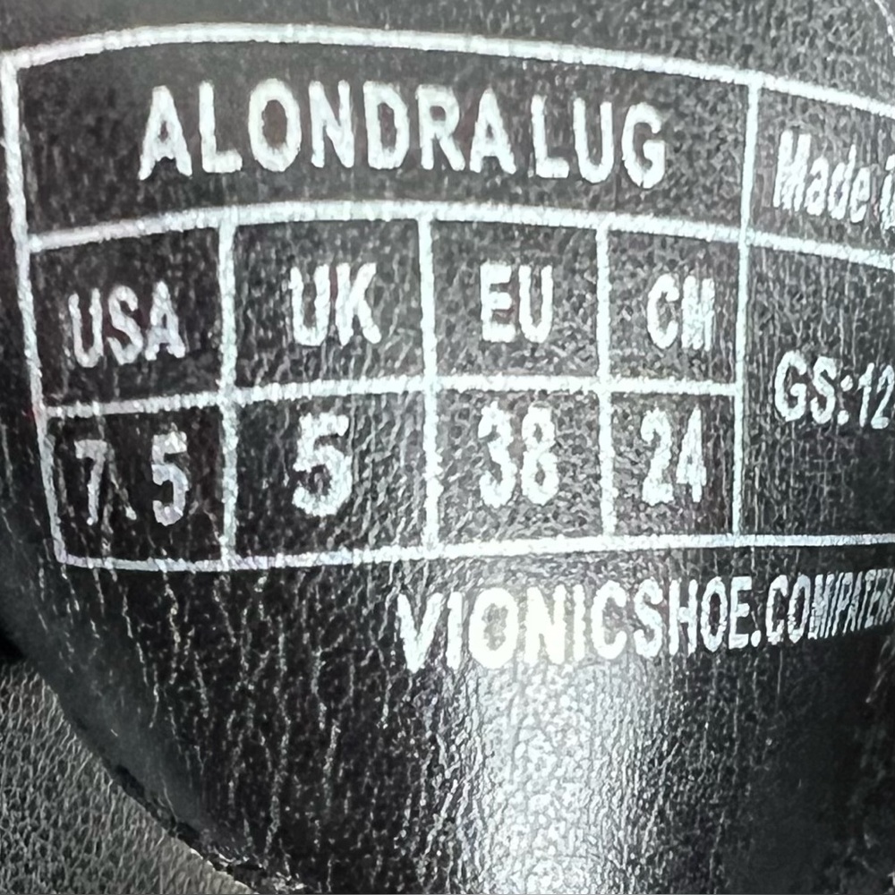 Vionic Black Leather Alondra Platform Lug Sandal Size 7.5 - Picture 5 of 12